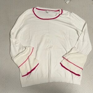 White Long Sleeve with Pink Trim